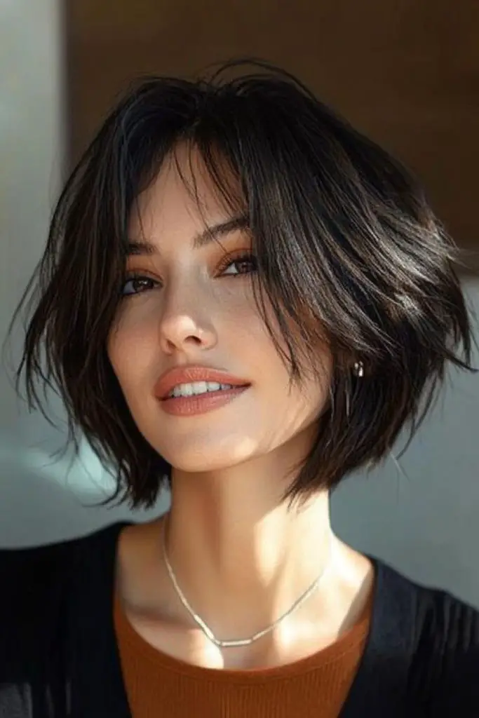 Wild layered bob with tousled finish