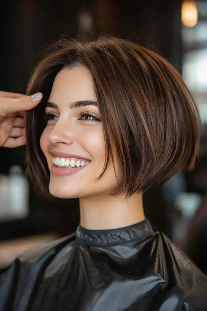 Subtle bob with inward layers.