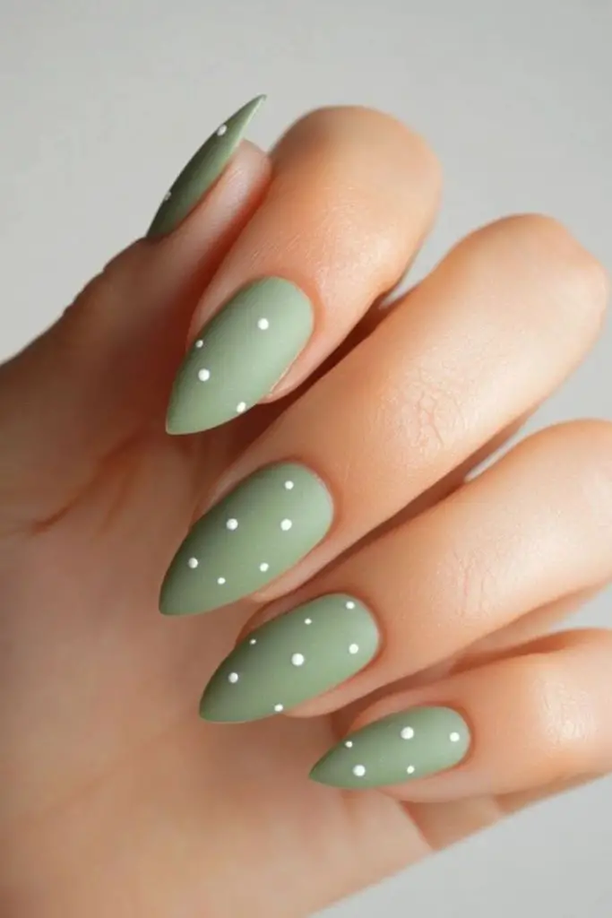 Sage green matte with pearl accents