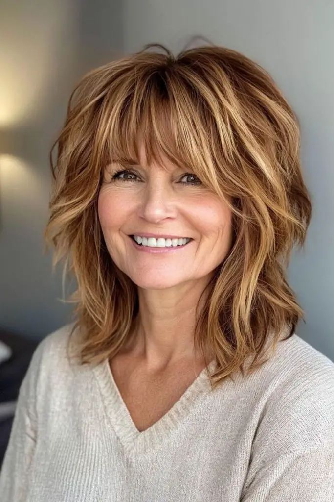 Caramel shag with layered bounce