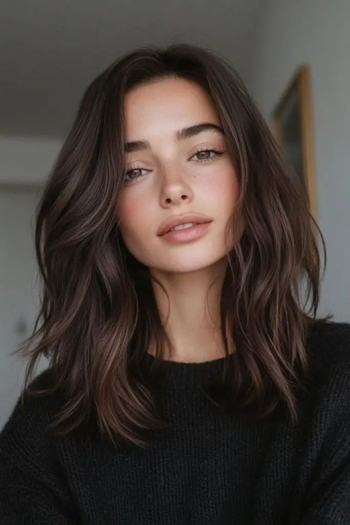 Sleek sculpted hair with clean shape.