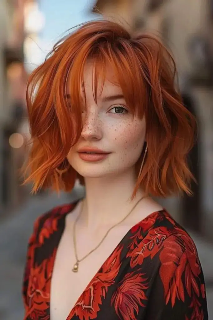 Rust toned waves with serpentine fringe