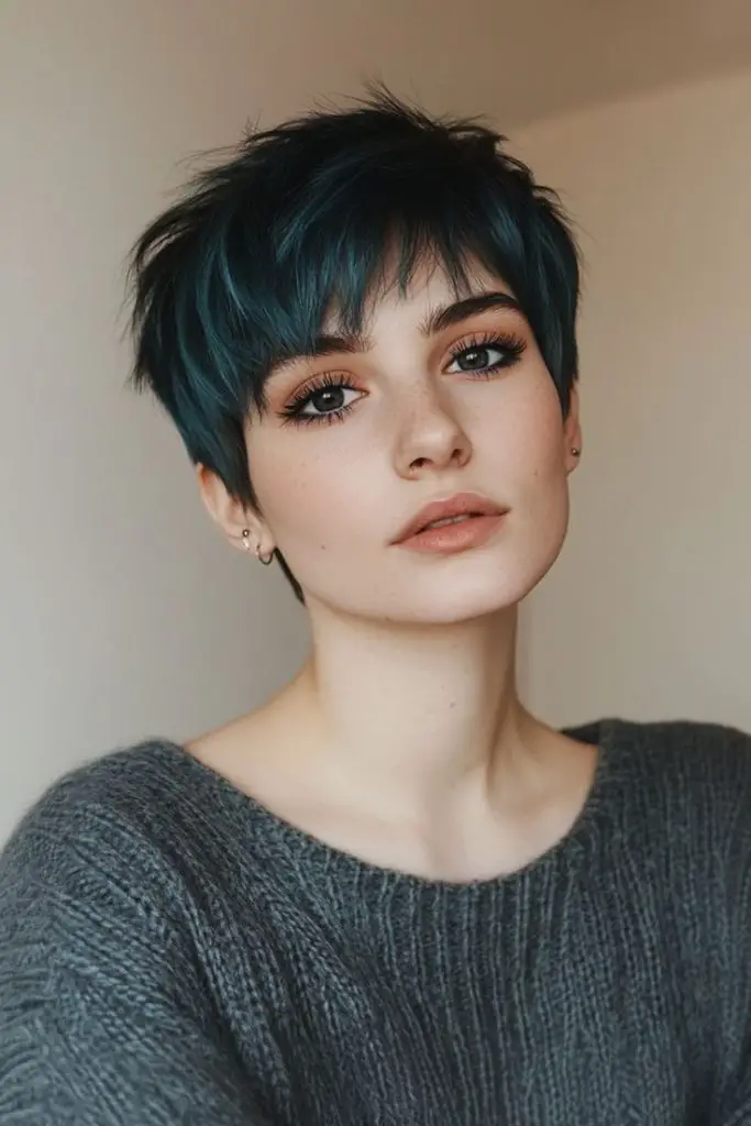 Indigo misty top with shaved sides