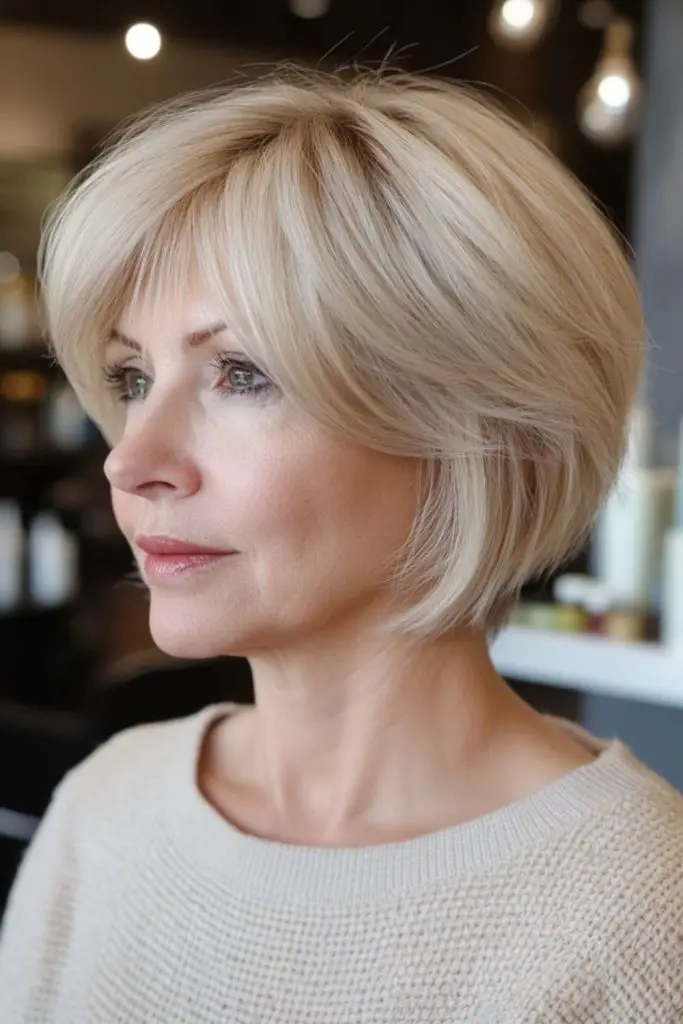 Silken layered bob with smooth finish