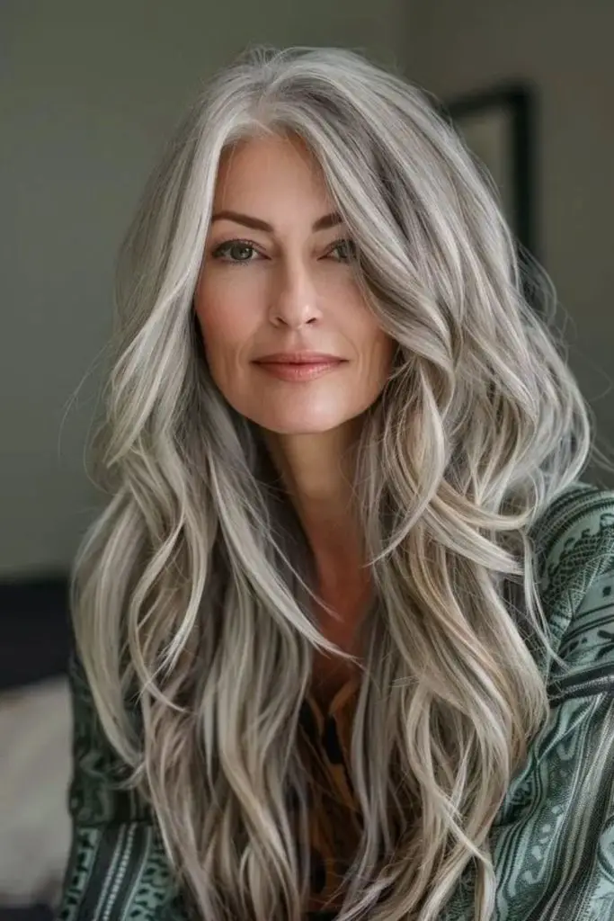 Sleek hair with silver berry tones