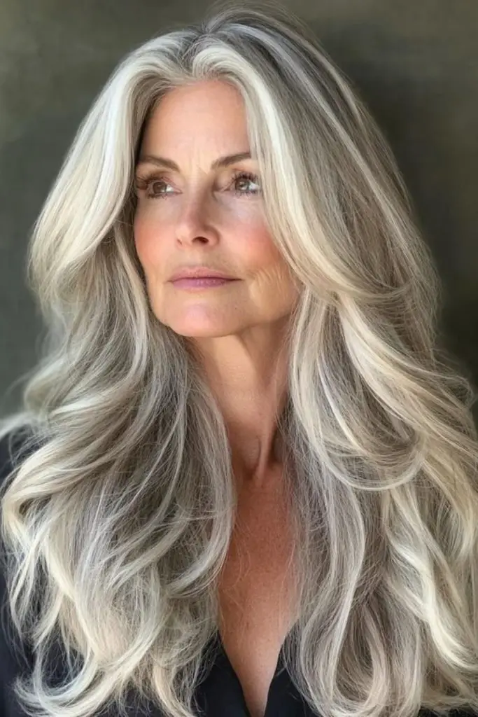 Flowing silver waves with soft layers