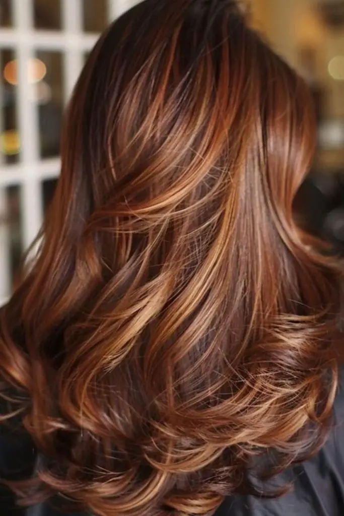 Chestnut roots with swirled copper highlights