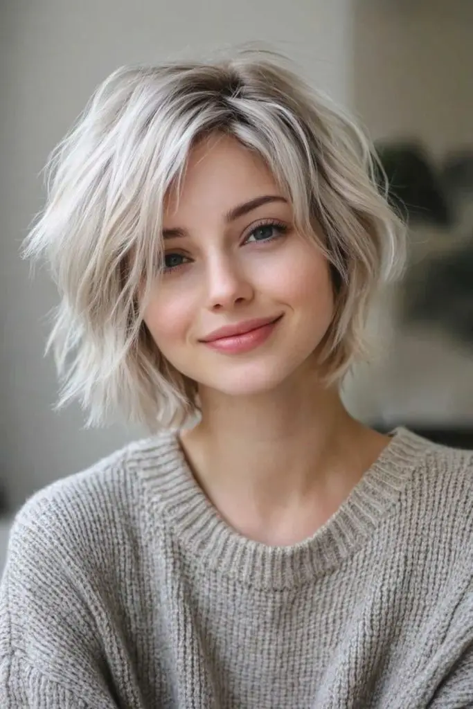 Spiked platinum bob jagged movement