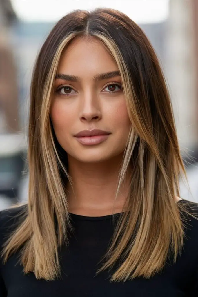 Flat ends with volumized lifted roots.