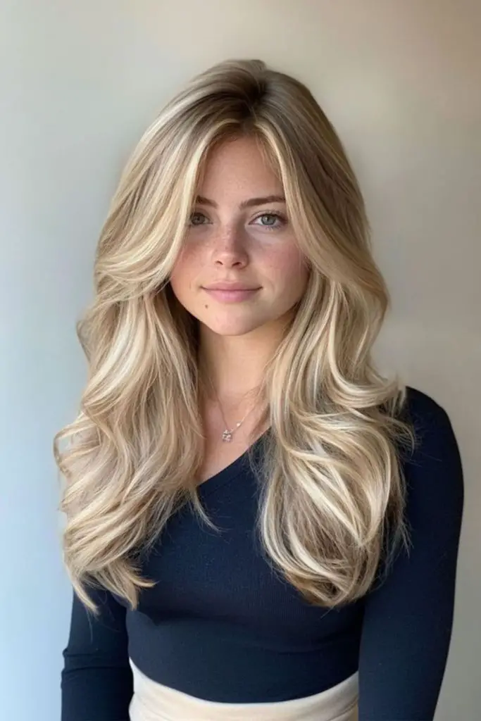 Golden vanilla locks with silky flow