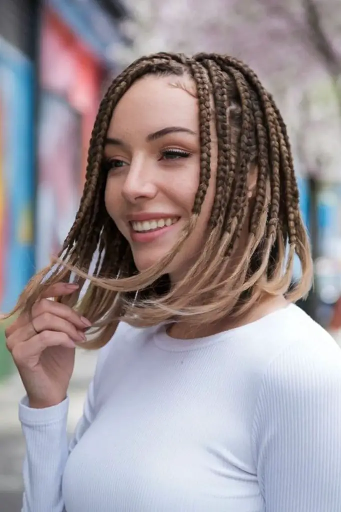 Sunset ombre braids with wave end