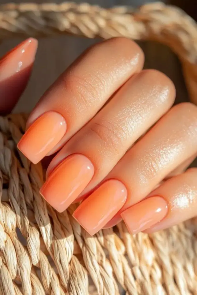 Tangerine orange cream short nail design