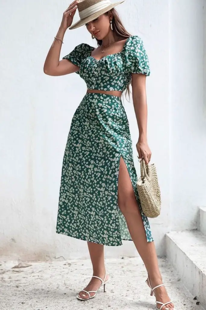 Tropical co-ord set with rope sandals