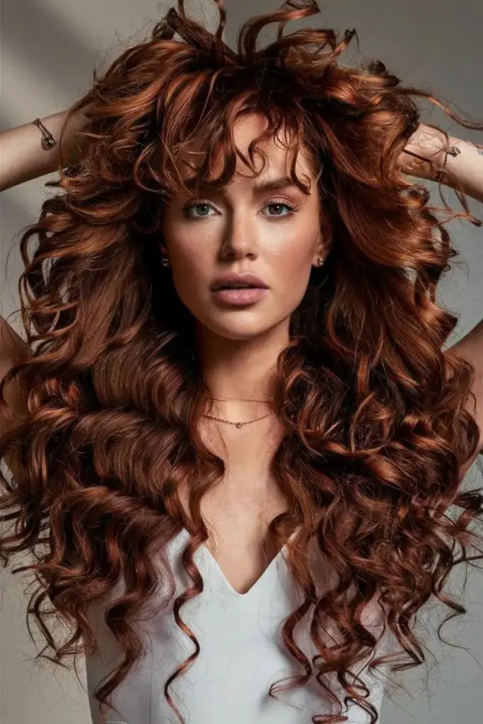 Rich curls baked with brick red