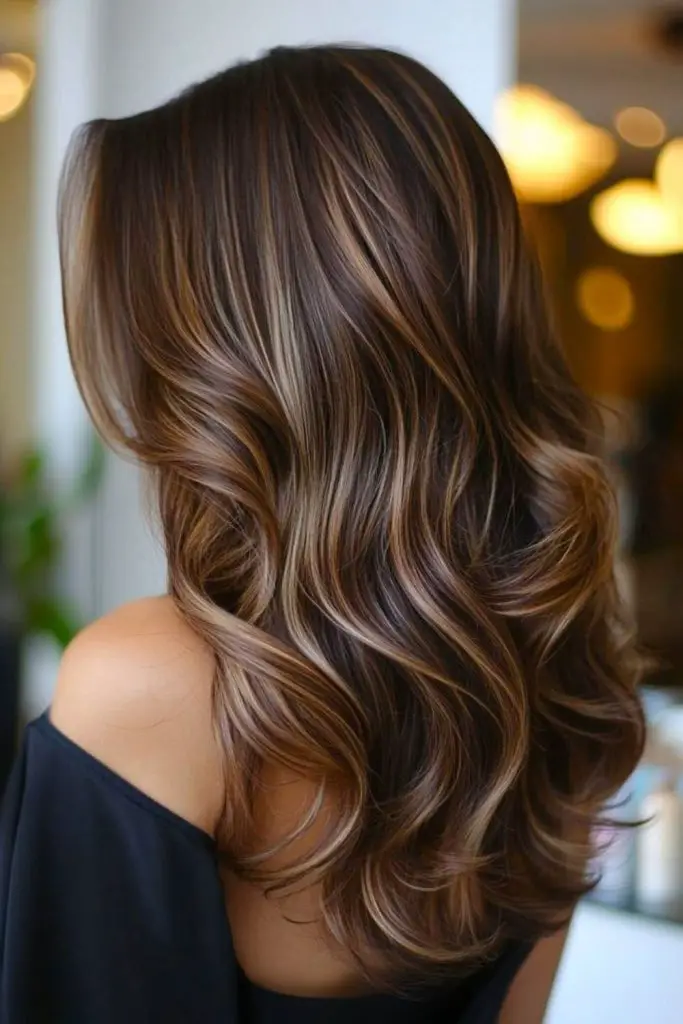 Whispered caramel streaks in soft brown