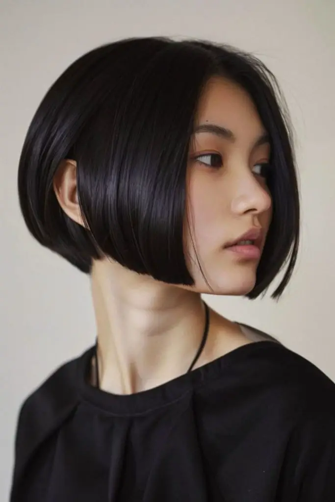 Rounded bob with soft inward curve.