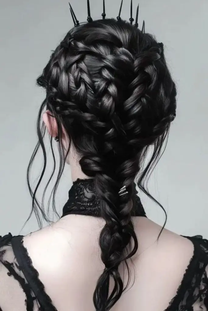 Forest spirit with twig-woven braids