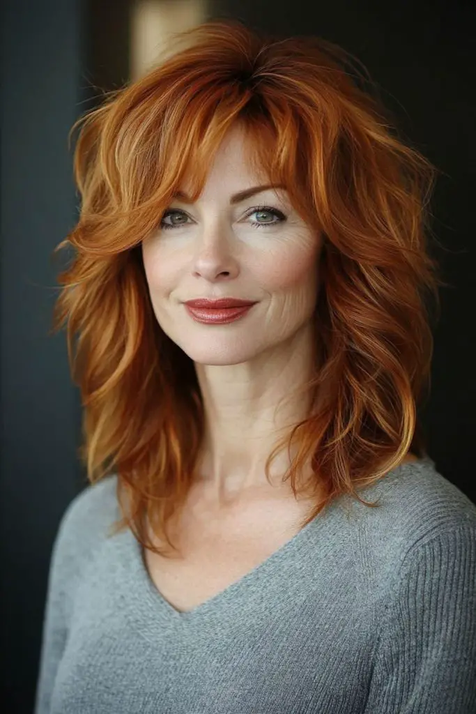 Auburn shag with tousled layers