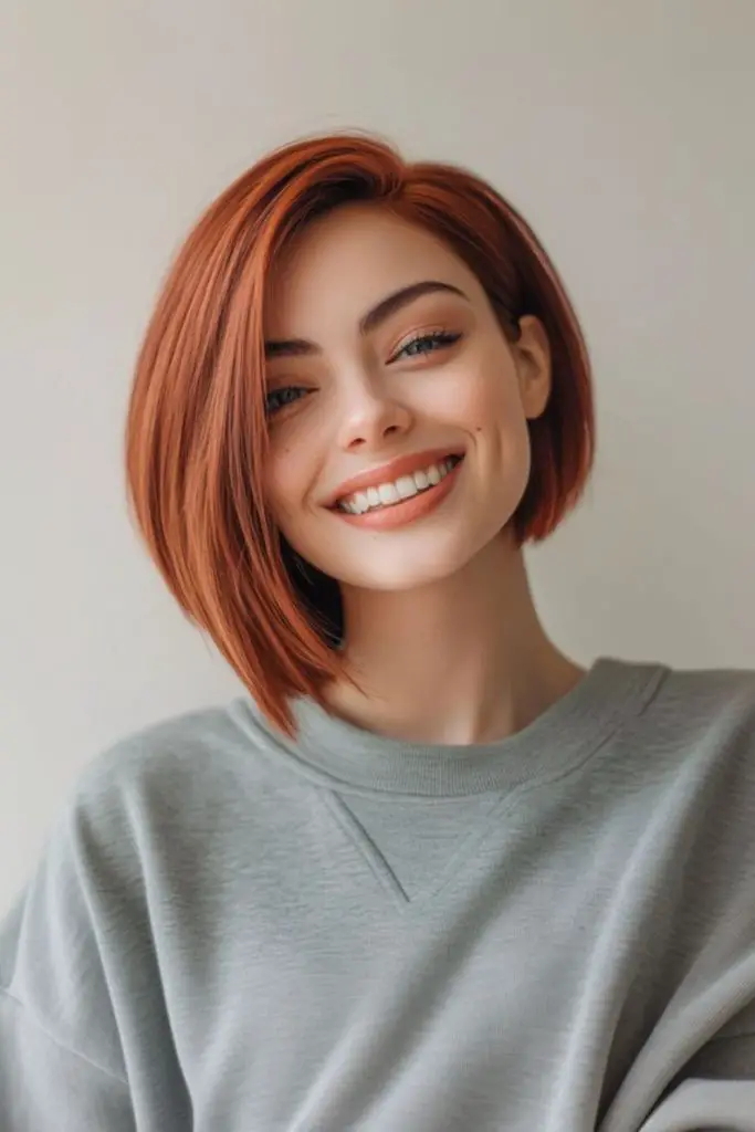 Copper-colored bob with precision ends.