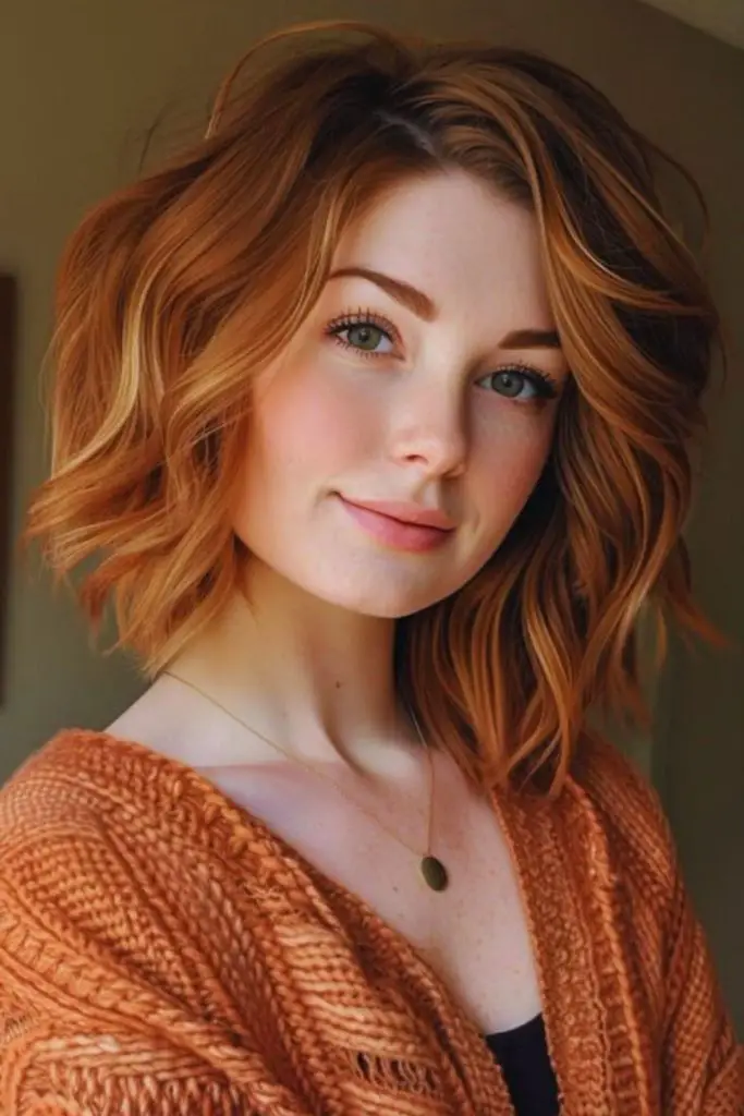Short bob glowing in warm tones