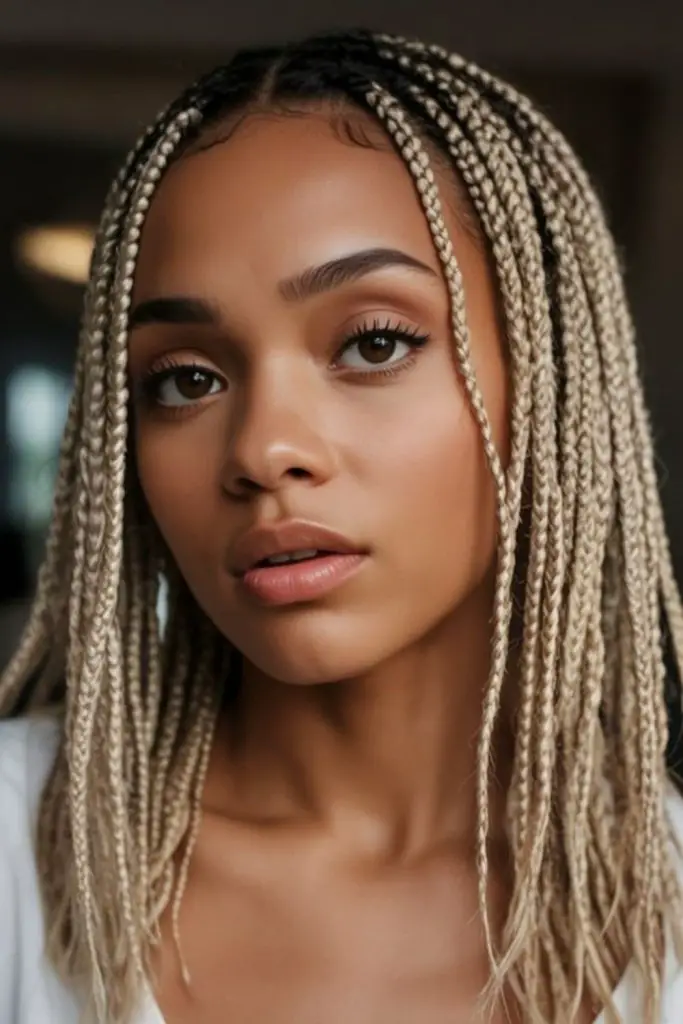 Golden-to-platinum ombre bob braids