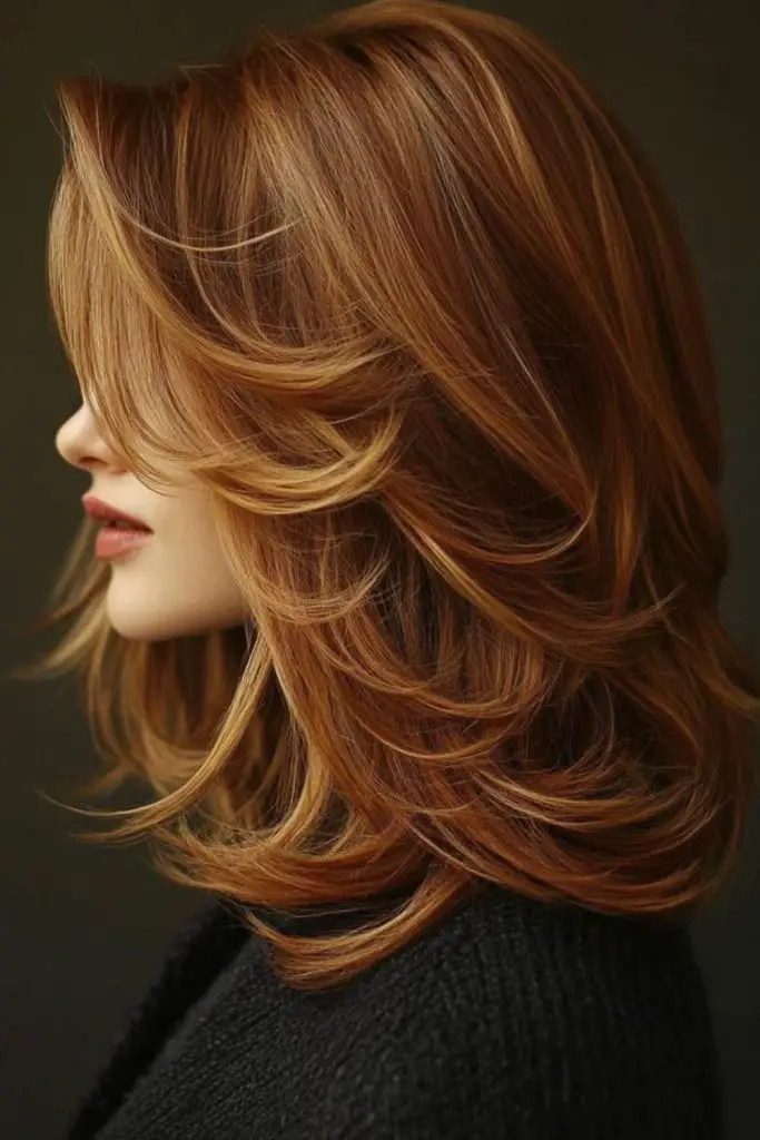 Layered bob with windswept textured ends

