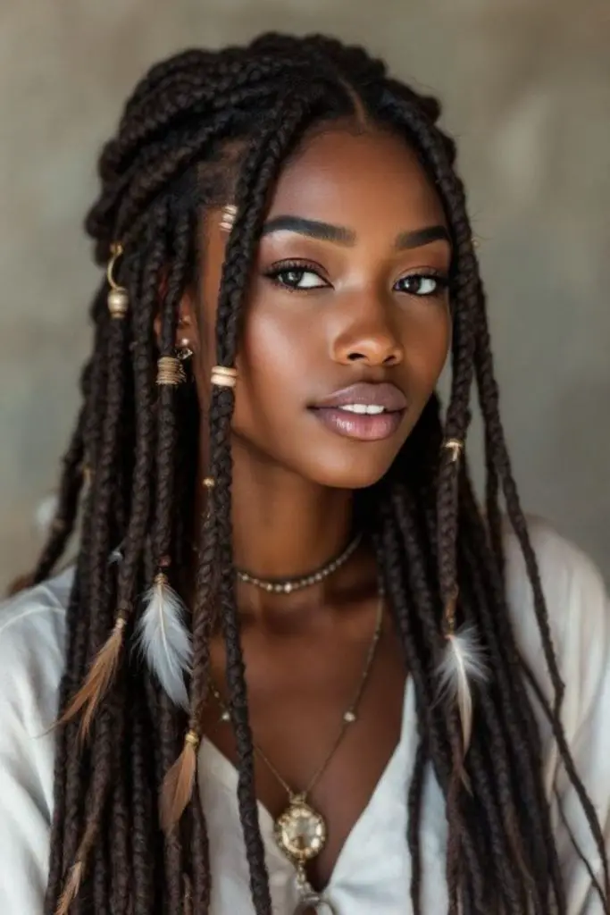 Tribal spirit with bone-adorned hair