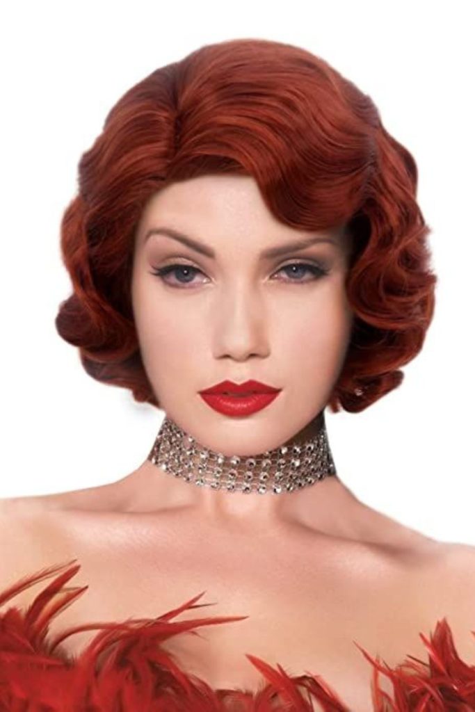 1920s flapper with crimson bob.