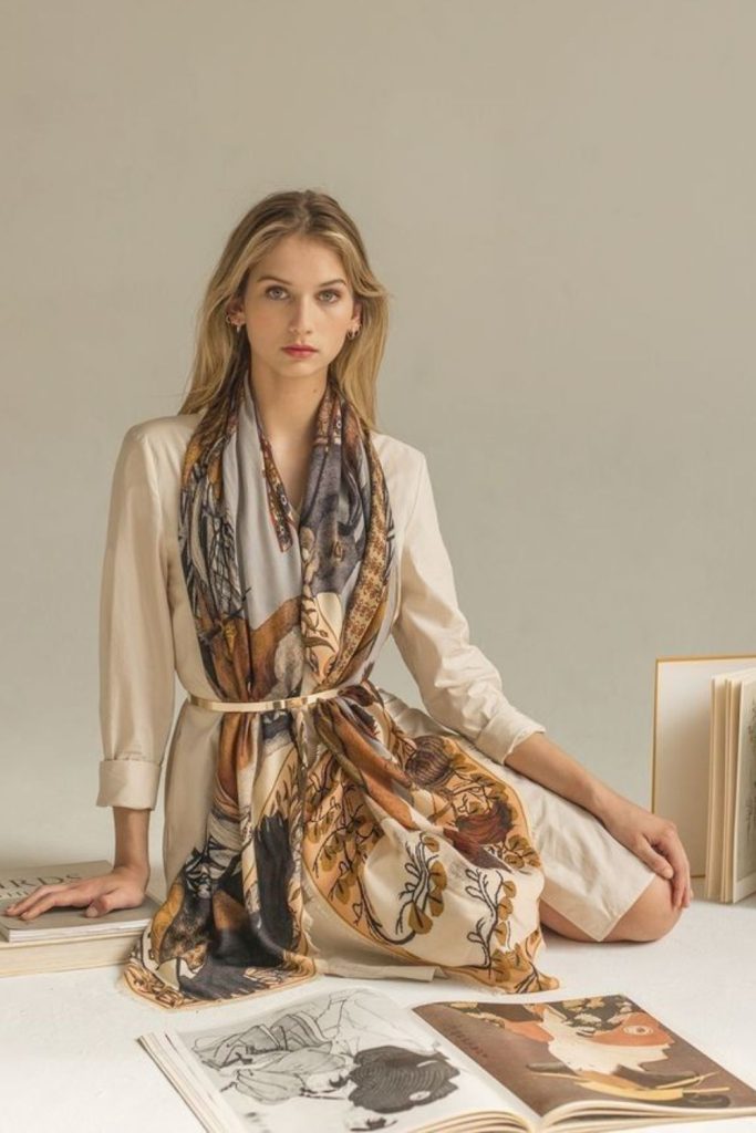 Soft monochrome shades flowing scarf