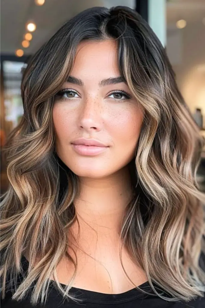 Ash blonde layered with maple tones