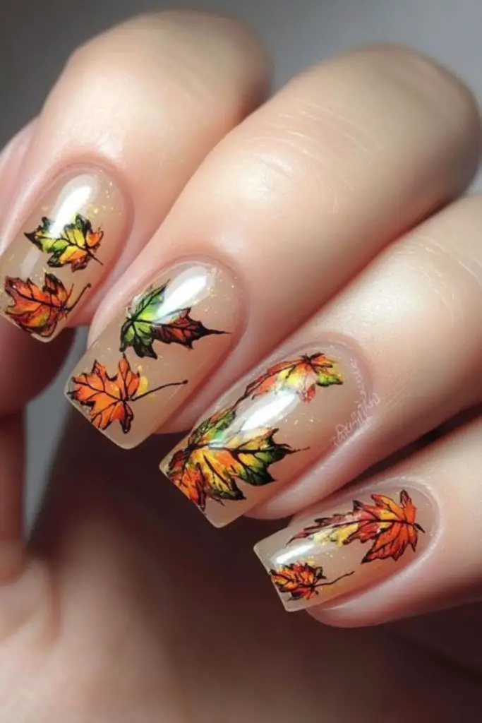 Autumn leaf matte seasonal fall nails