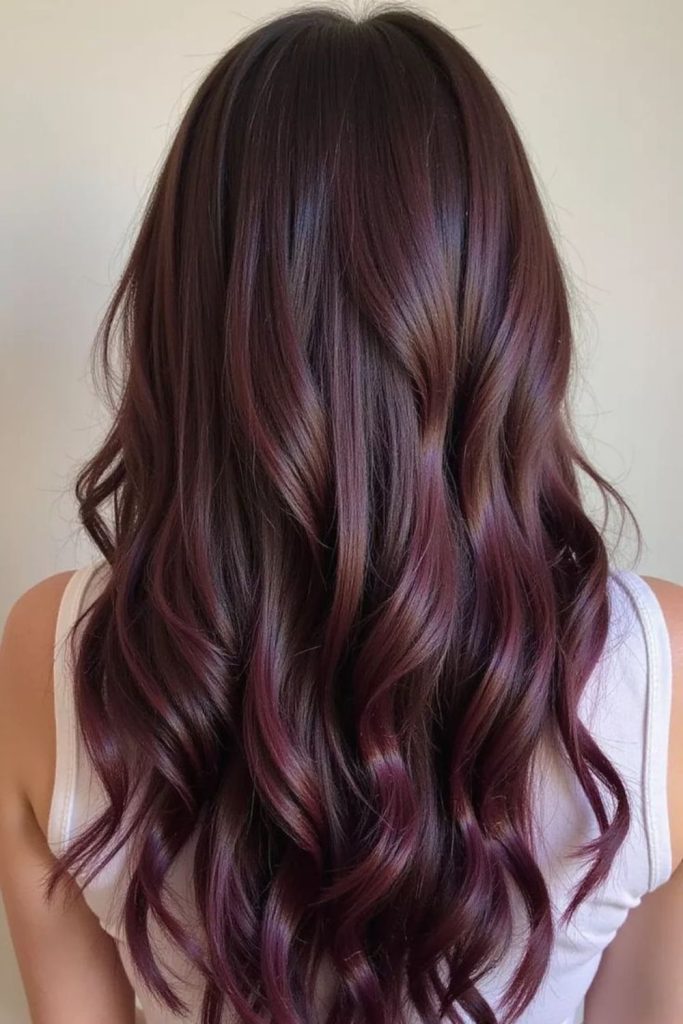 Autumn plum infusion brunette fall style.