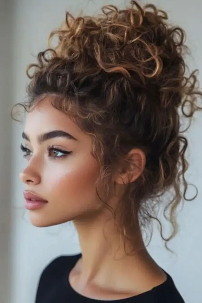 Stretched curls puffed with natural lift