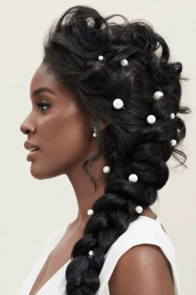 Beaded braids colorful wedding hair