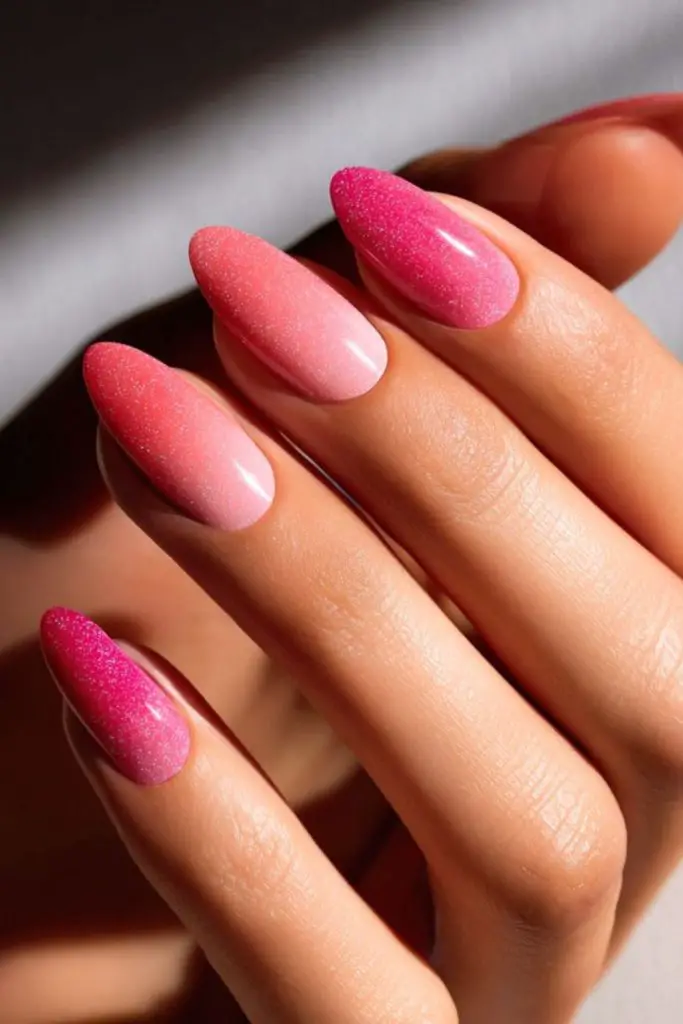 Berry smooth glossy raspberry nails.