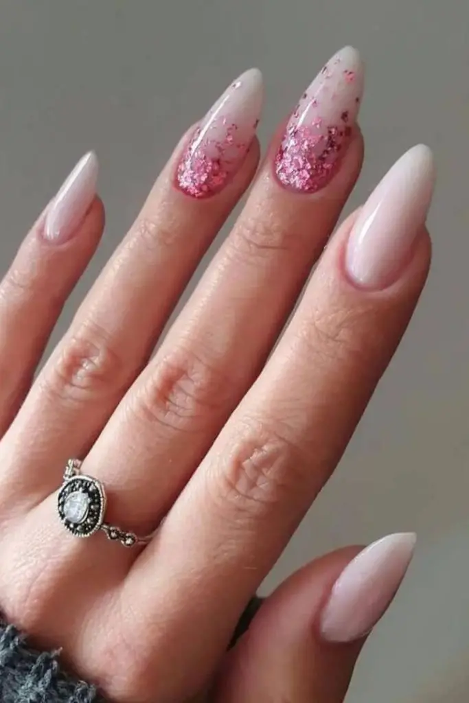Blush whisper pink nails for brides.