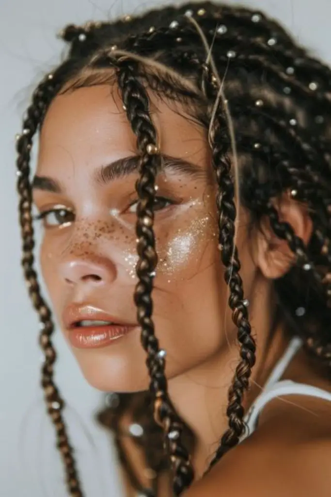 Bohemian braids with flowing curls