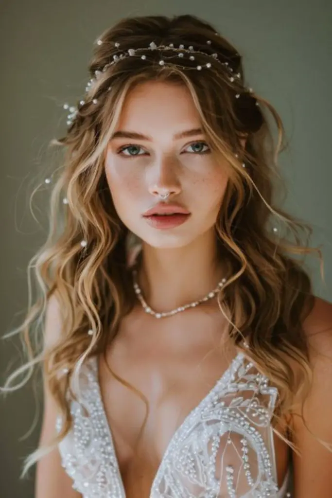 Boho knot with wild loose hair
