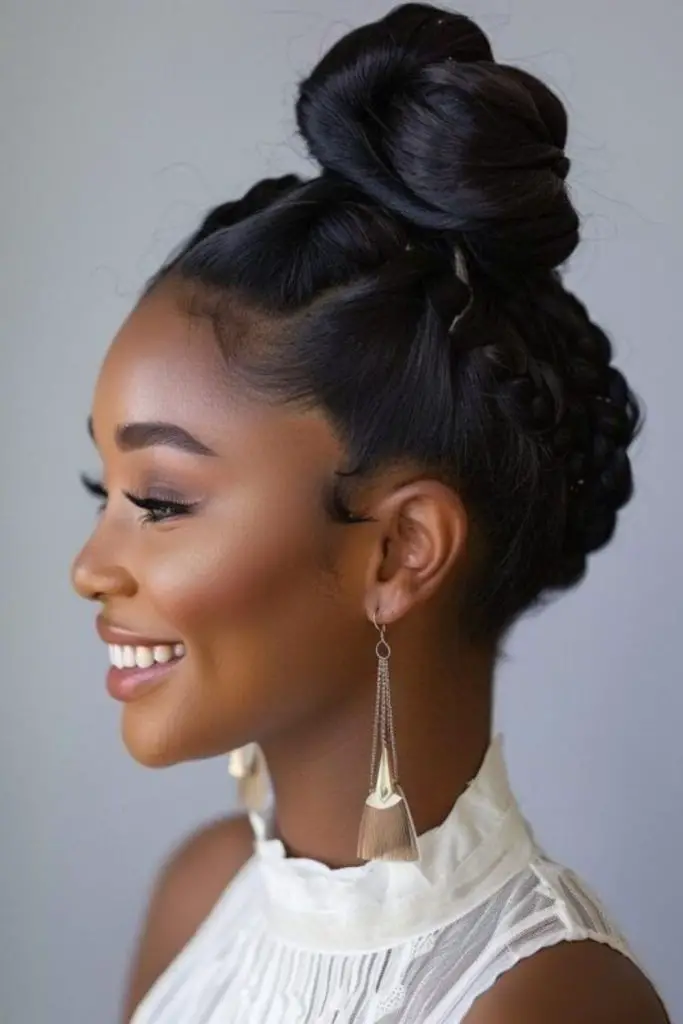 Bun wrapped with braided detail