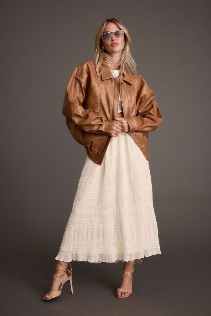 Burnt sienna corduroy jacket autumn chic.