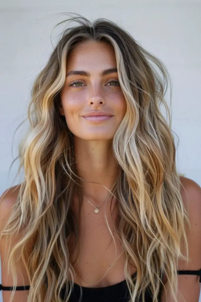 Golden honey tones through soft waves