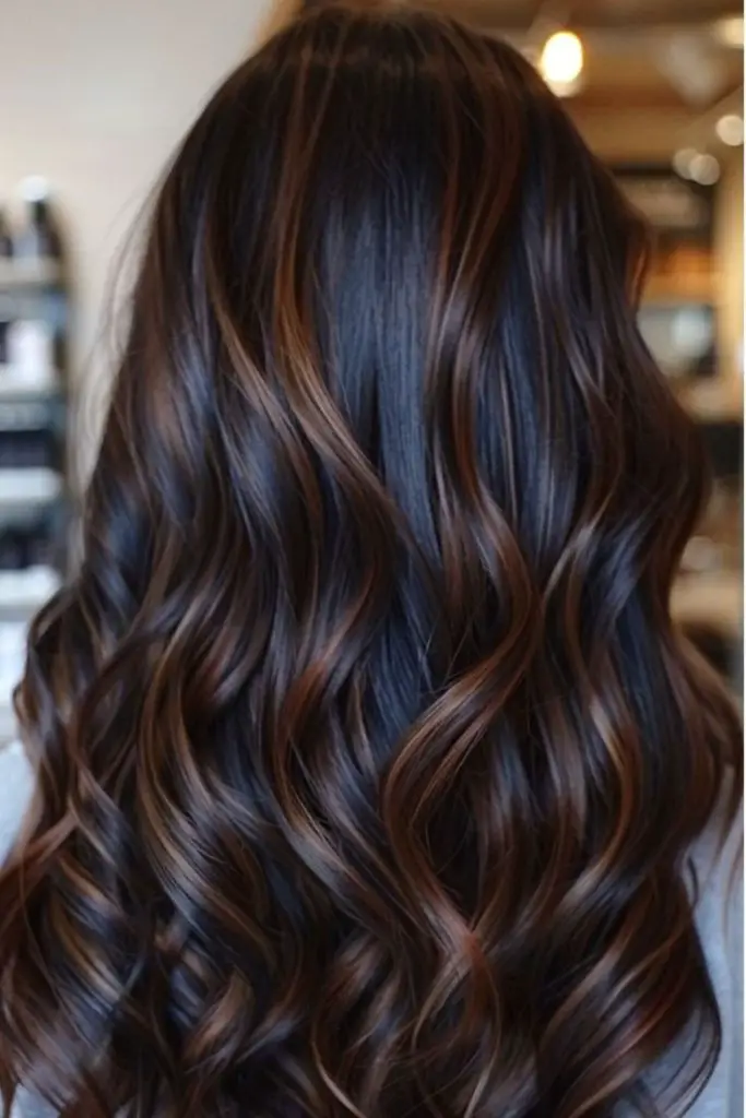Butterscotch lava flick ebony hair