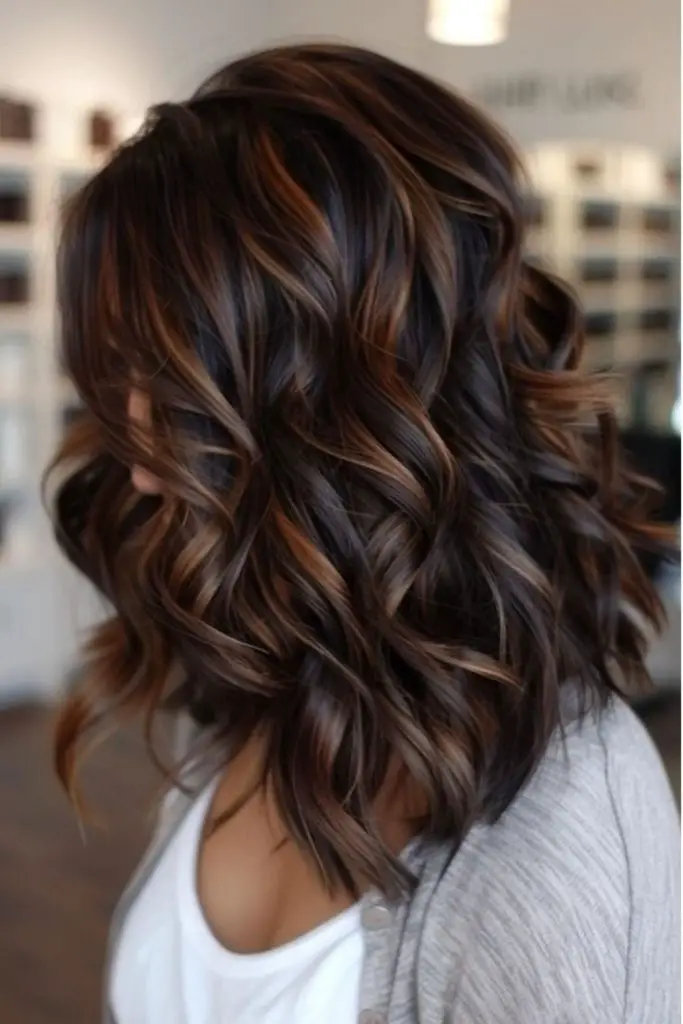 Caramel cinder fog dark balayage