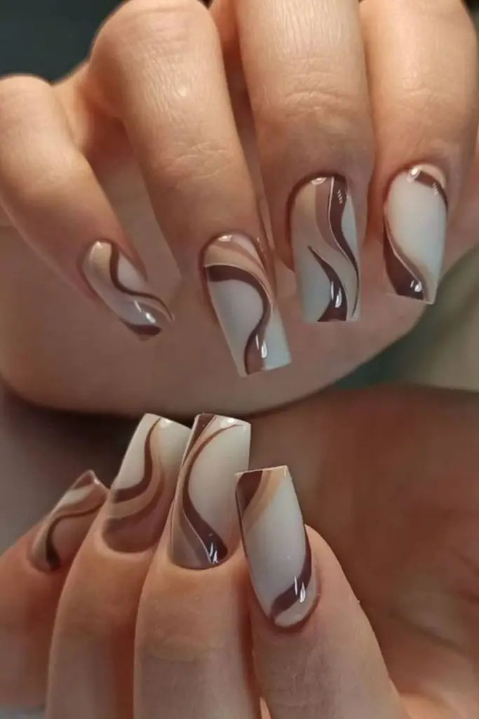 Caramel drip dessert inspired acrylic nails