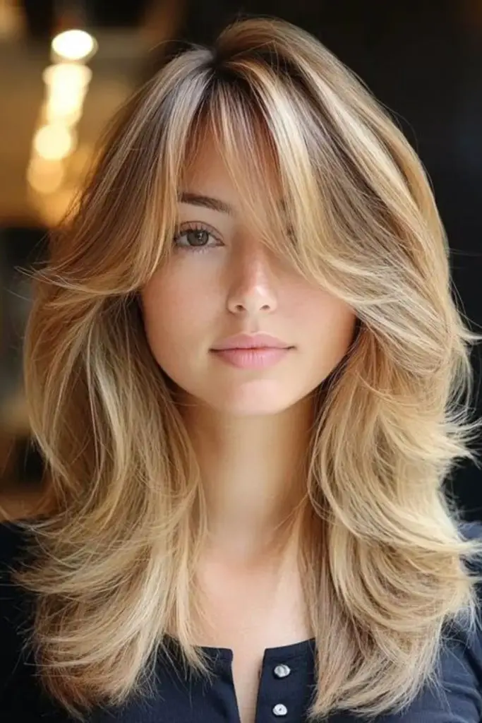 Golden butterfly cut with sweeping layers