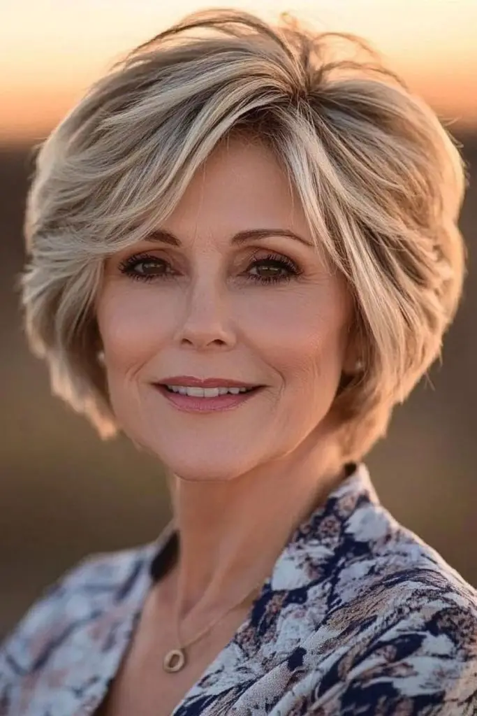 Light tousled bob with champagne hue