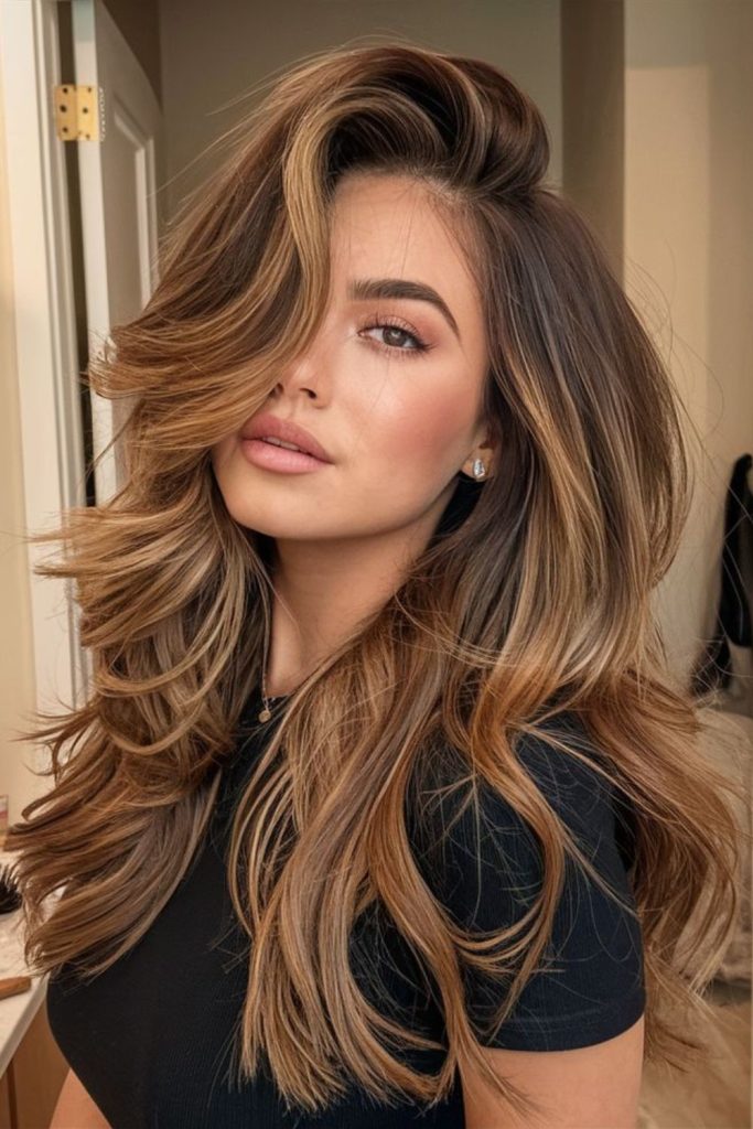 Chestnut gold dimension glowing brunette shine.