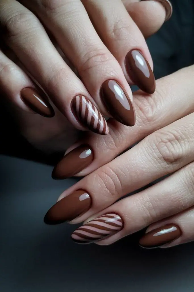 Rich chocolate almond luxury nail set