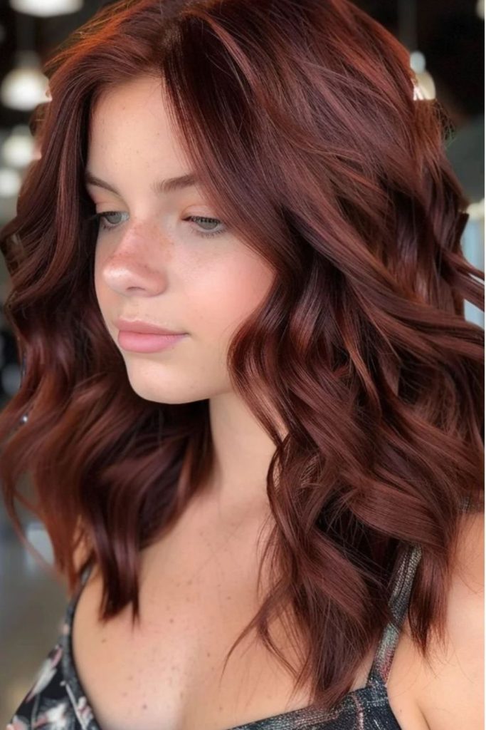 Chocolate raspberry tint dark berry tones.