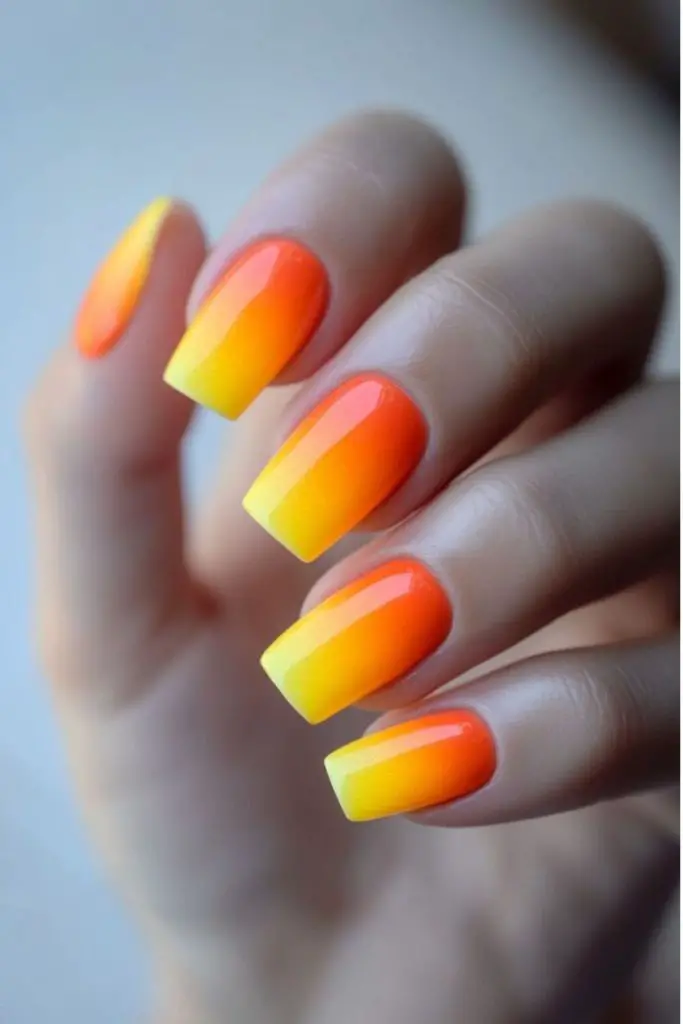 Citrus drip fusion vibrant gradient nails